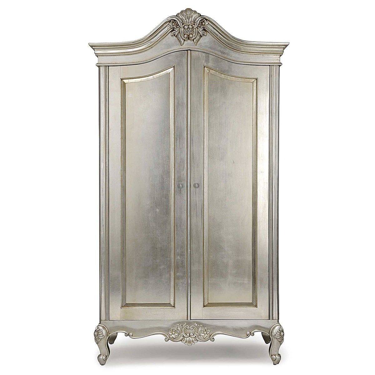 Preferred Venetian Glass Wardrobes With Regard To Cristal 2 Door French Silver Leaf Wardrobe – Crown French Furniture (View 7 of 15)