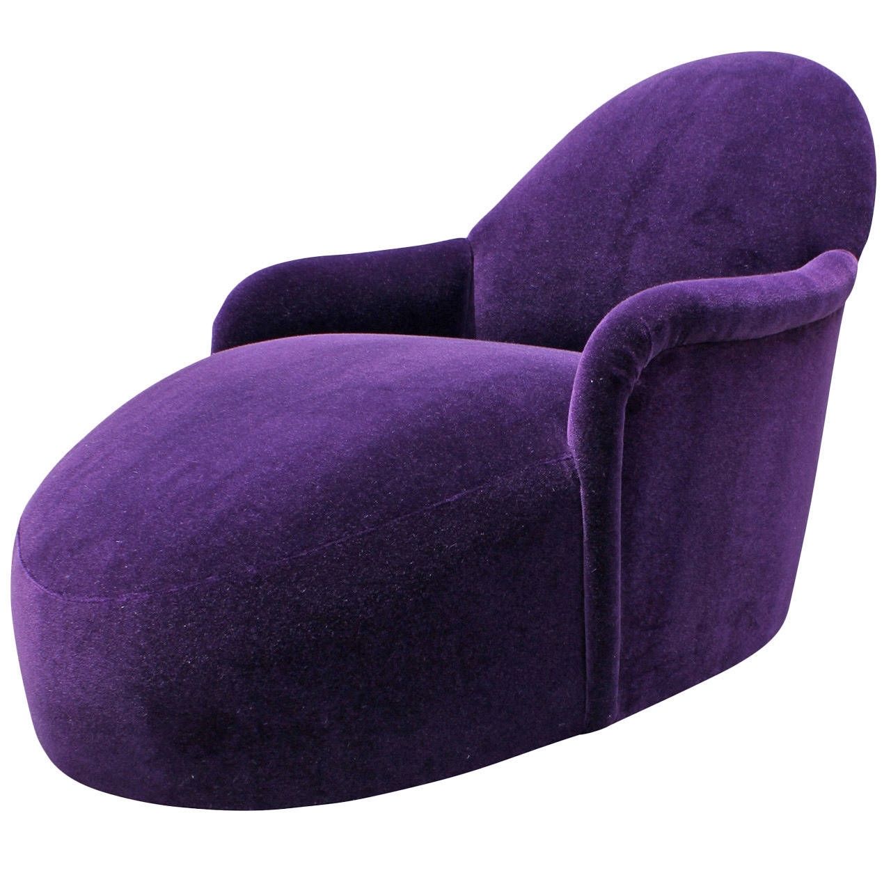 Purple Chaises Pertaining To Most Recent Incredible Milo Baughman Swivel Chaise In Purple Mohair Velvet (View 4 of 15)