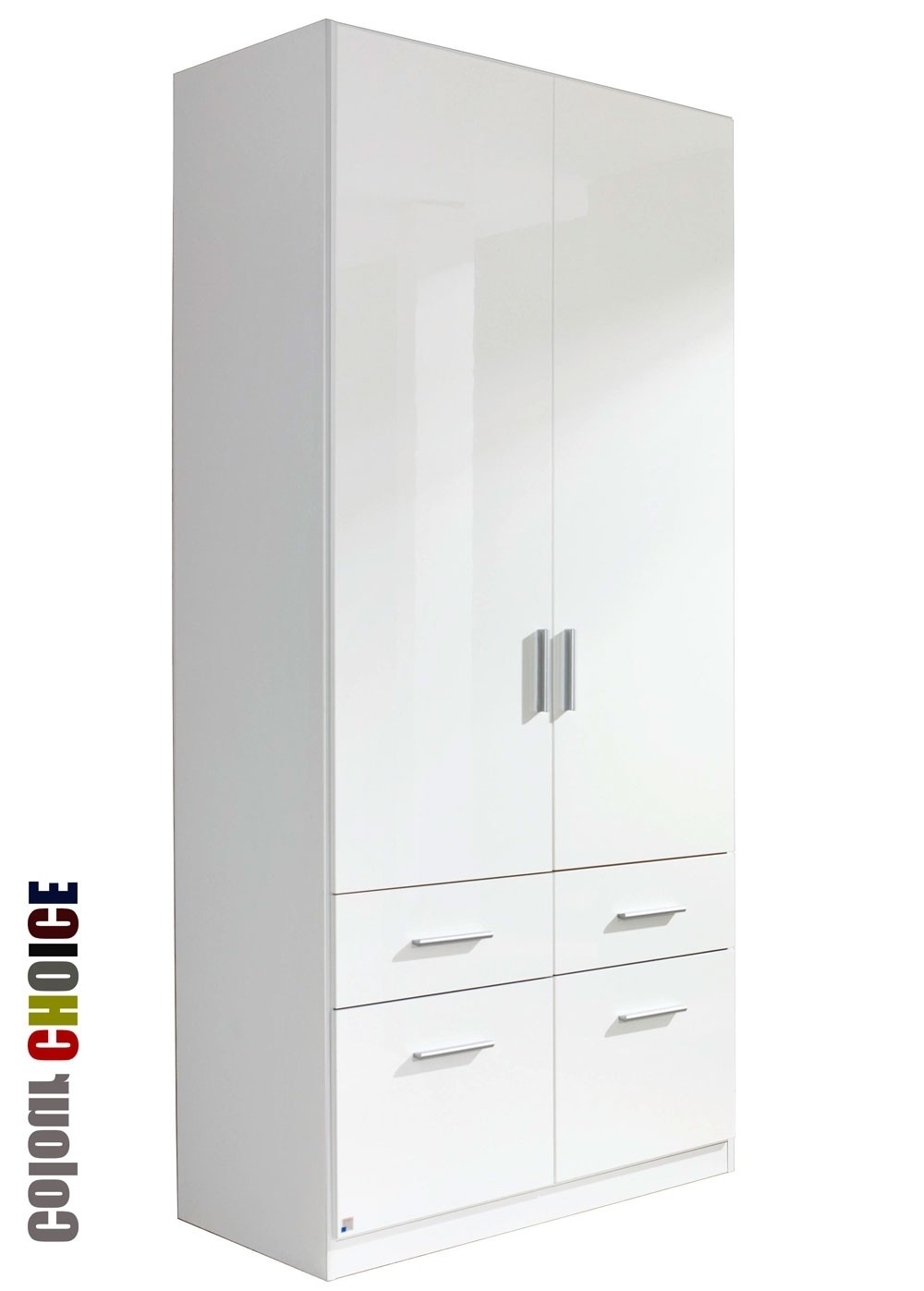 Rauch High Gloss Cello 2 Door 4 Drawer Wardrobe Throughout Popular Two Door White Wardrobes (View 9 of 15)