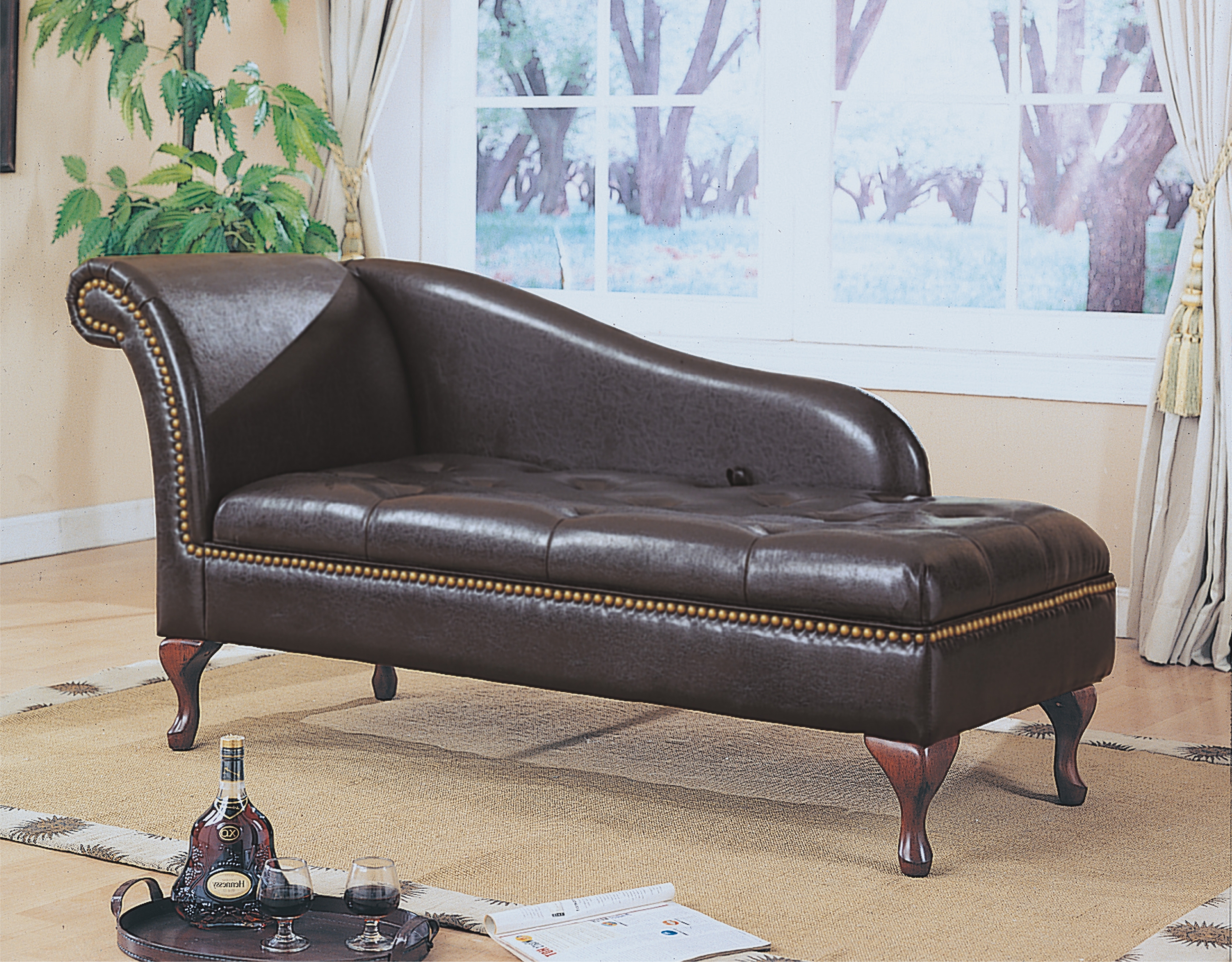 Recent Brown Leather Chaises For Dark Brown Leather Sofa Chaise Lounge With Curving Headboard And (Photo 5 of 15)