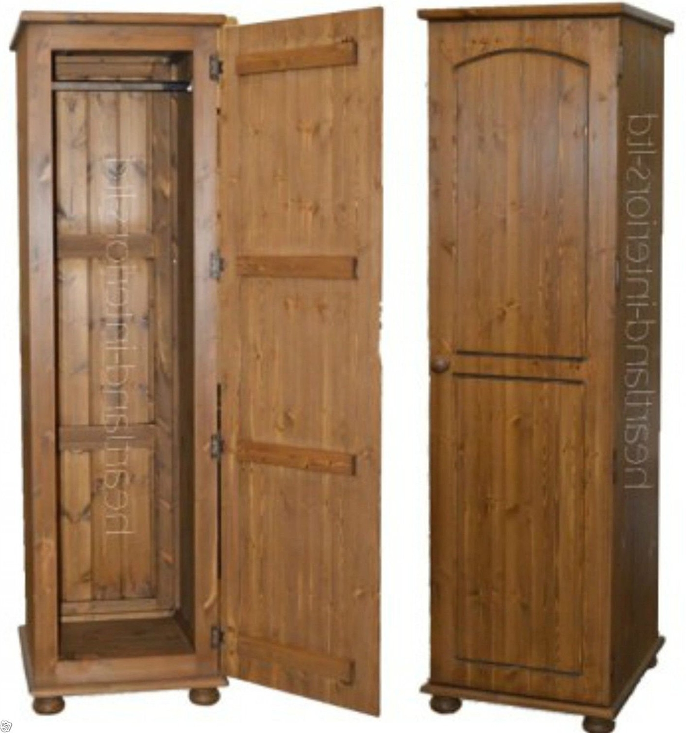 Recent Pine Wardrobes In Solid Pine 1 Door Single Wardrobe, Handcrafted & Waxed Pine (View 13 of 15)