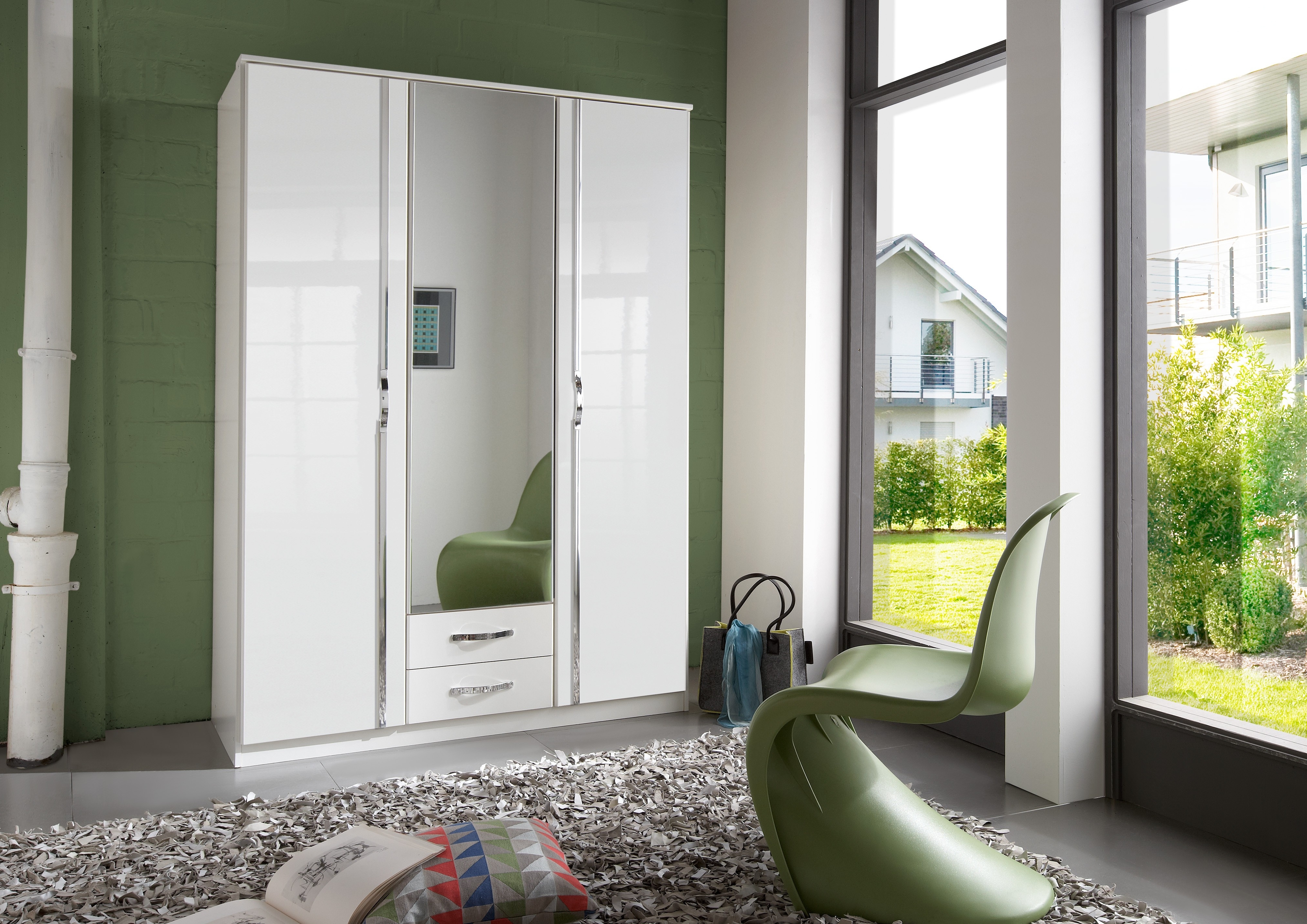 Recent White 3 Door Mirrored Wardrobes Pertaining To White Wardrobe With Mirror Amazon Drawers And Sliding Door Doors (Photo 6 of 15)