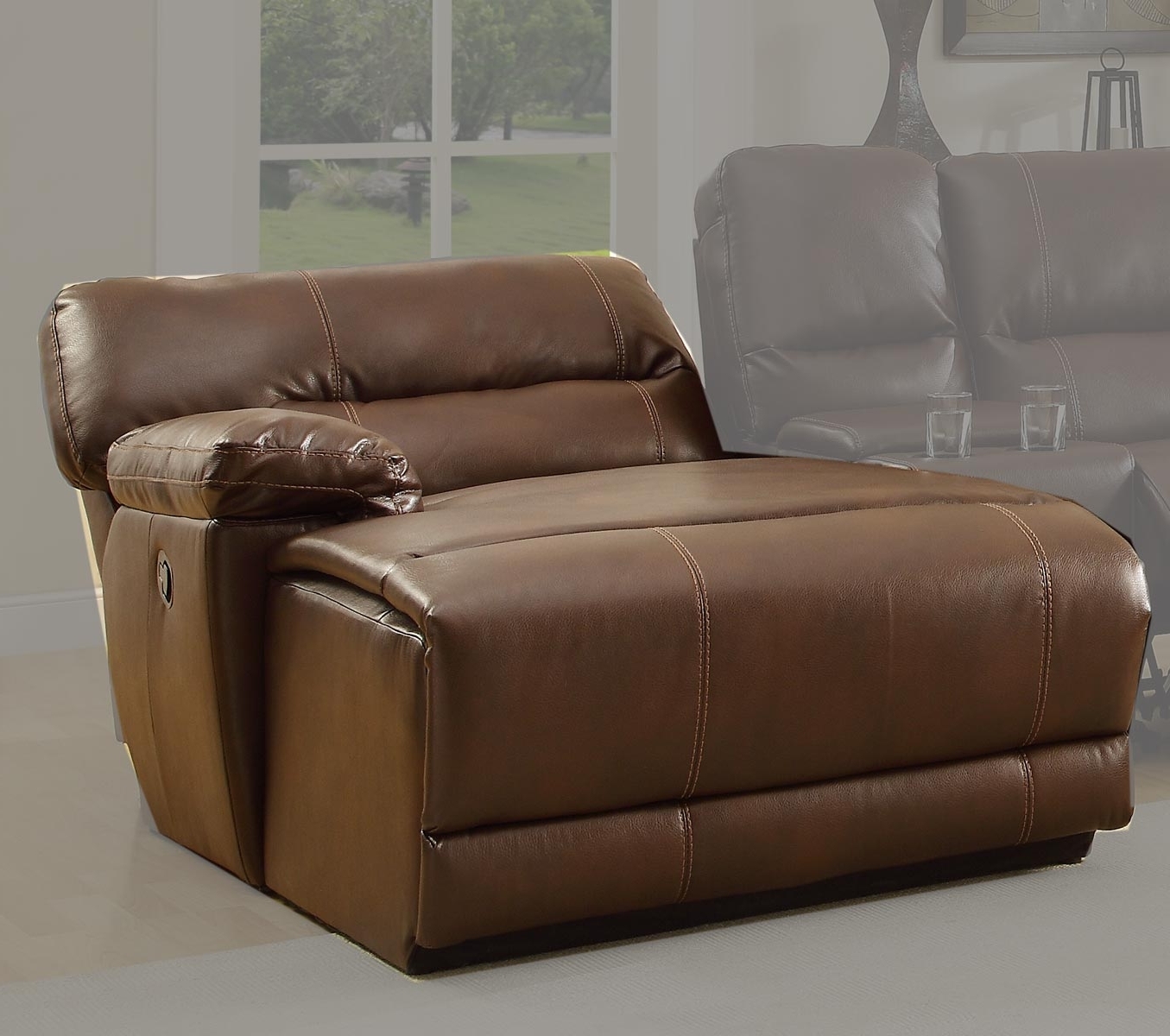 Reclining Chaises Pertaining To Preferred Homelegance Blythe Rsf Back Recliner Chaise – Brown – Bonded (Photo 1 of 15)