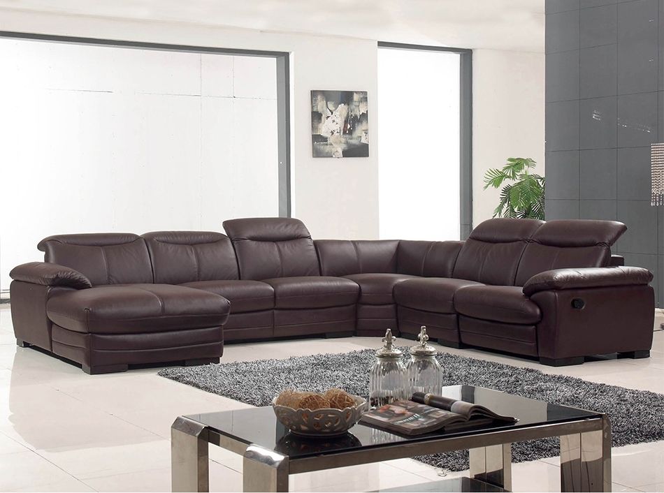 Reclining U Shaped Sectionals With Widely Used Shaped Sectional Sofa W/ Recliner Ef  (View 1 of 10)