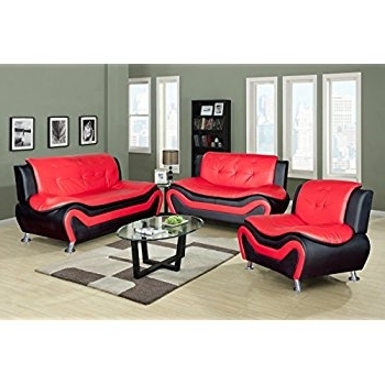 Red And Black Sofas Throughout Popular Amazon: Lifestyle Contempraray Faux Leather Living Room Sofa (Photo 4 of 10)