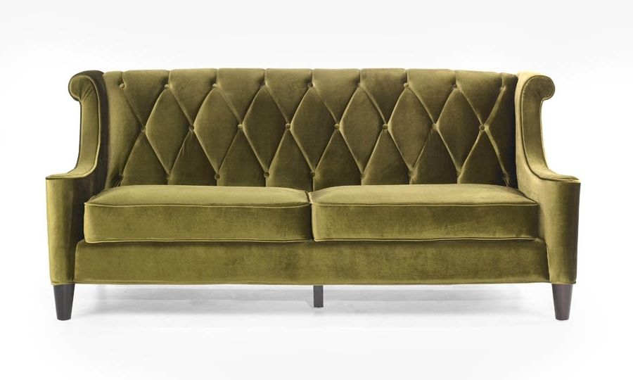 Retro Sofas Throughout Popular Barrister Retro Sofa In Mid Century Modern Green Velvet (Photo 1 of 10)
