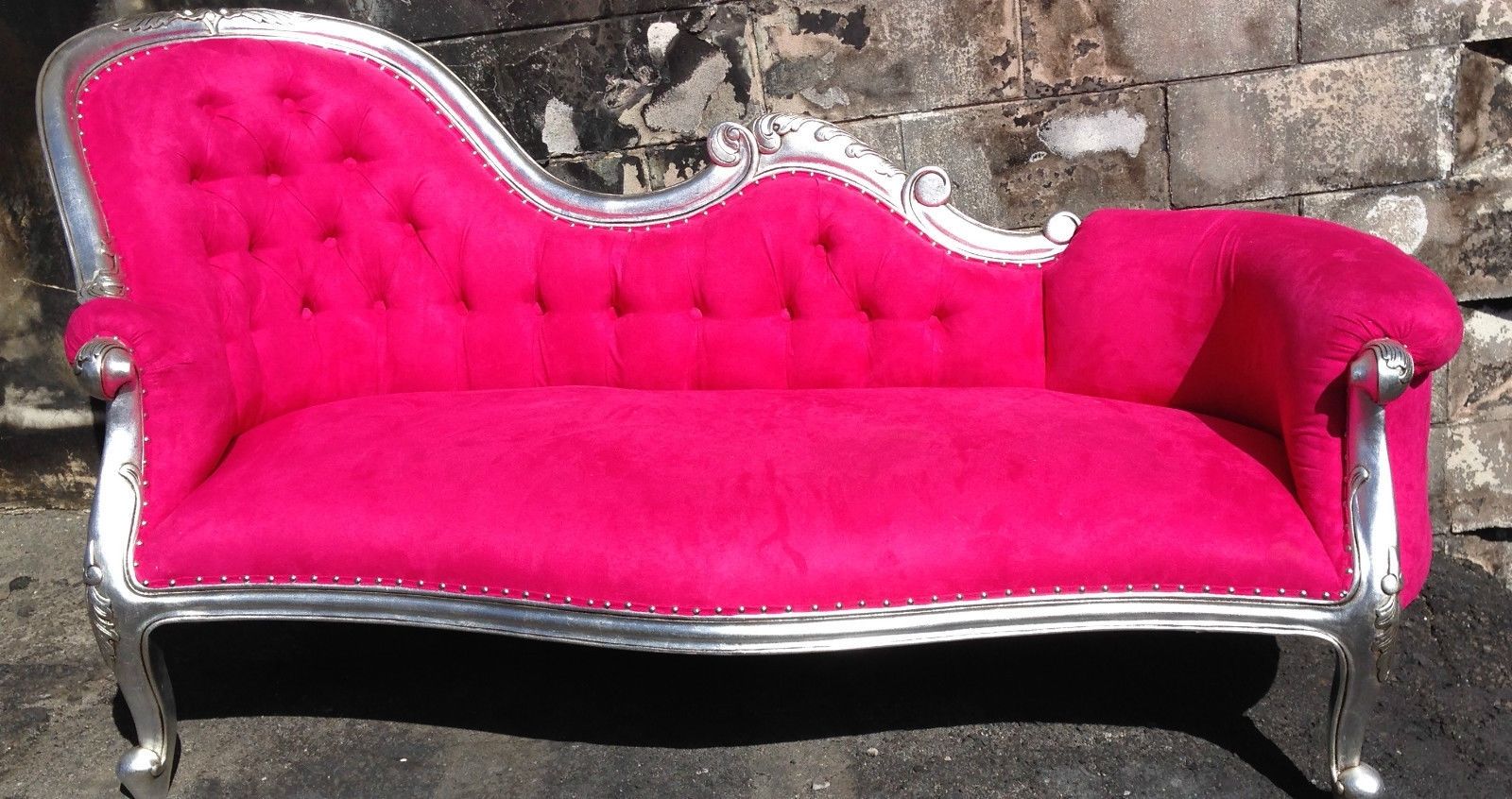Rockstar Pink Chaise Lounge Chesterfield Sofa Queen Loveseat Couch Intended For Famous Hot Pink Chaise Lounge Chairs (View 1 of 15)