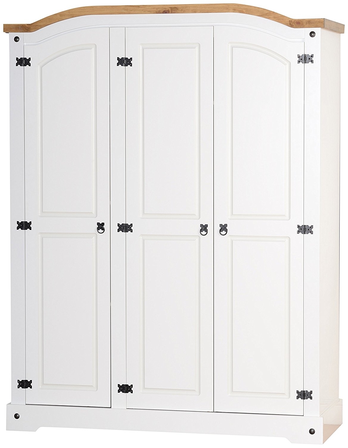 Seconique Corona 3 Door Wardrobe – White/distressed Waxed Pine In Well Known Whitewash Wardrobes (Photo 10 of 15)