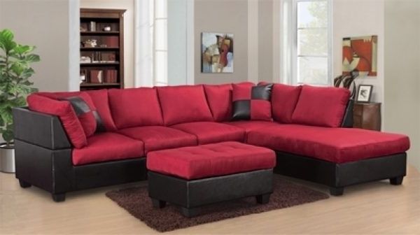 Sectional Sofas : Black And Red Sectional Sofa – Burgundy Fabric Regarding Most Recently Released Red Black Sectional Sofas (Photo 5 of 10)