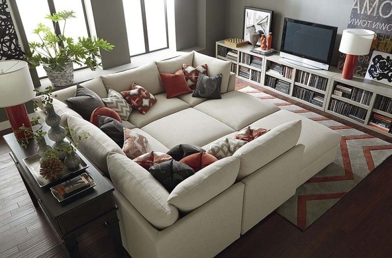 Sectionals With Oversized Ottoman With Regard To Well Known Sofa Beds Design: Astonishing Contemporary Sectional Sofa With (View 4 of 10)