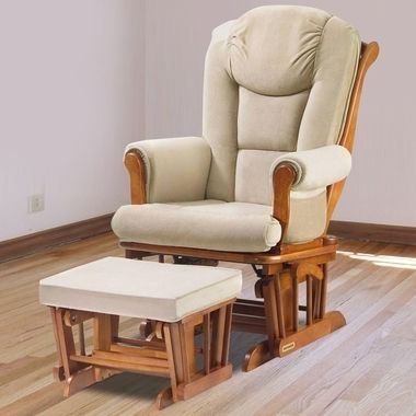 Shermag Glider & Ottoman Set In Chestnut With Beige Oatmeal Throughout Most Current Gliders With Ottoman (View 2 of 10)