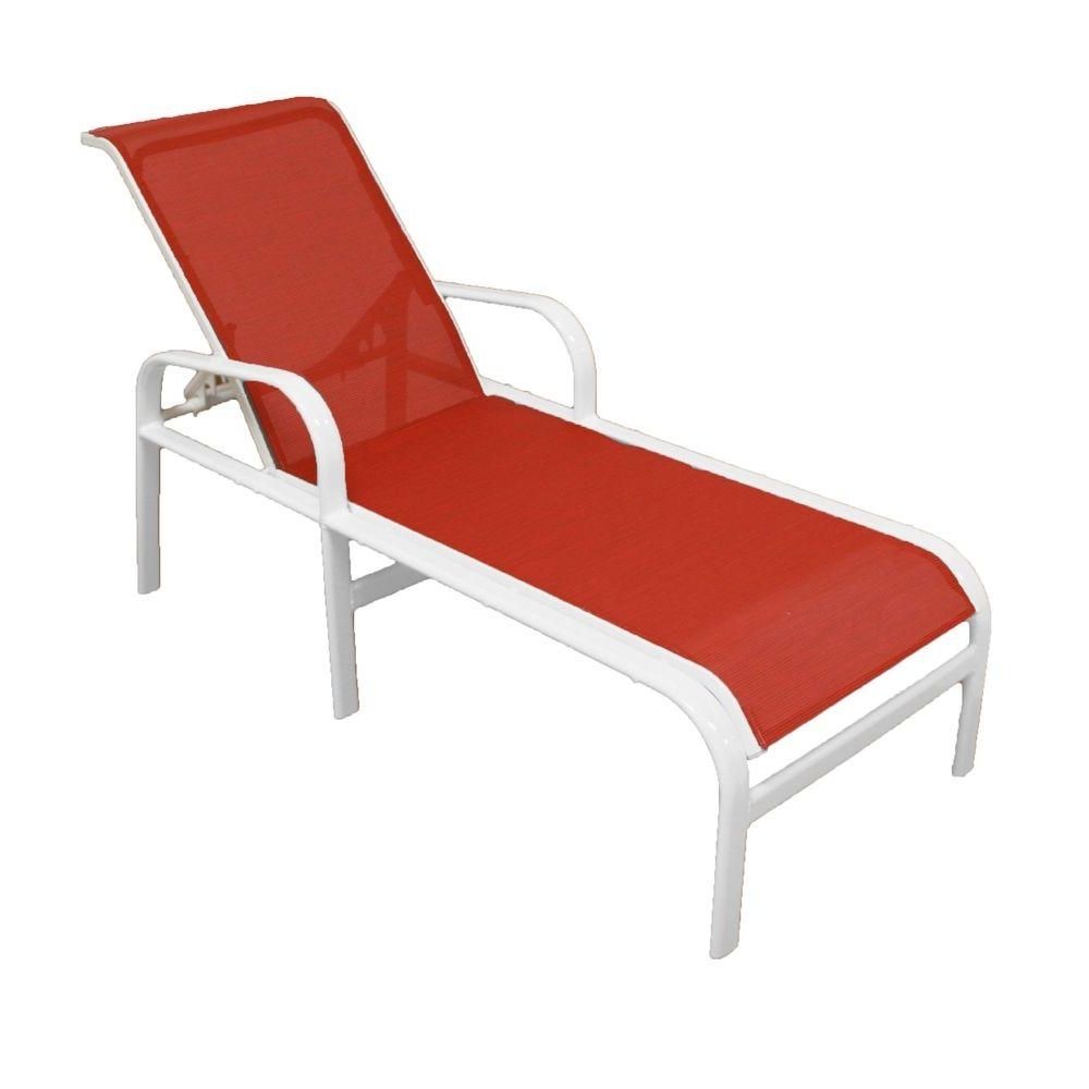 Sling Chaise Lounges Within Newest Marco Island White Commercial Grade Aluminum Patio Chaise Lounge (Photo 10 of 15)