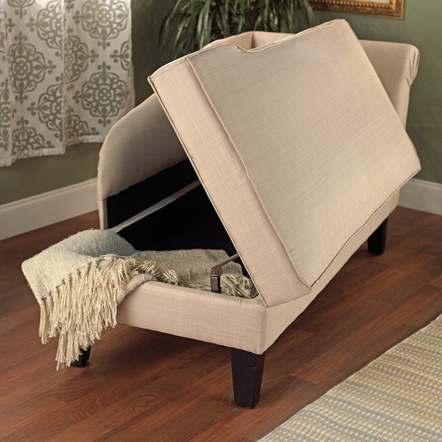 Storage Chaise Lounges Regarding Most Recently Released Amazon: Tms Leena Storage Chaise, Beige: Kitchen & Dining (Photo 1 of 15)