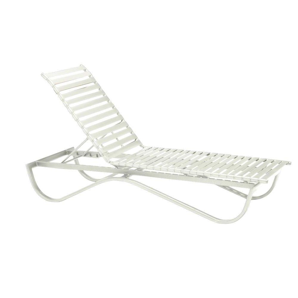 Tradewinds Scandia White Commercial Strap Stackable Patio Chaise In Widely Used Chaise Lounge Strap Chairs (View 14 of 15)