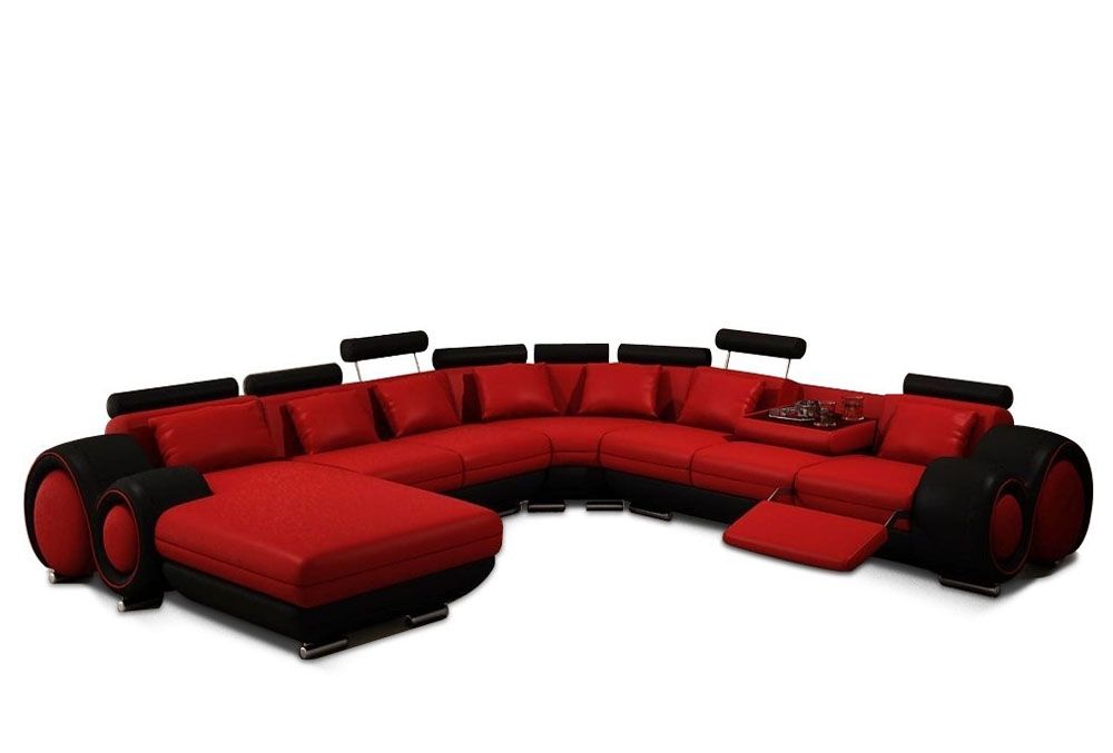 Trendy Emejing Red And Black Leather Sectional Gallery – Liltigertoo With Regard To Red Leather Sectional Sofas With Recliners (View 7 of 10)
