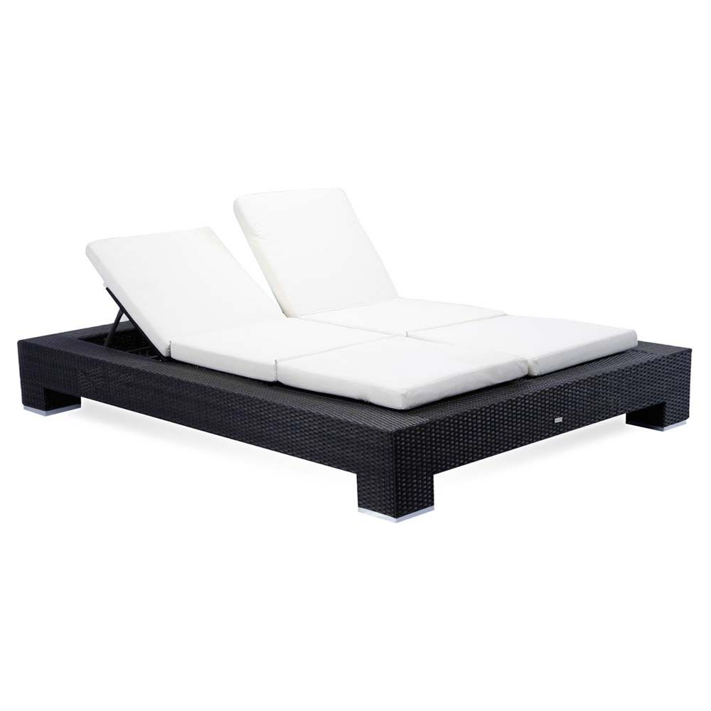 Trendy Source Outdoor King Wicker Double Chaise Lounge – Wicker Intended For Double Outdoor Chaise Lounges (Photo 9 of 15)