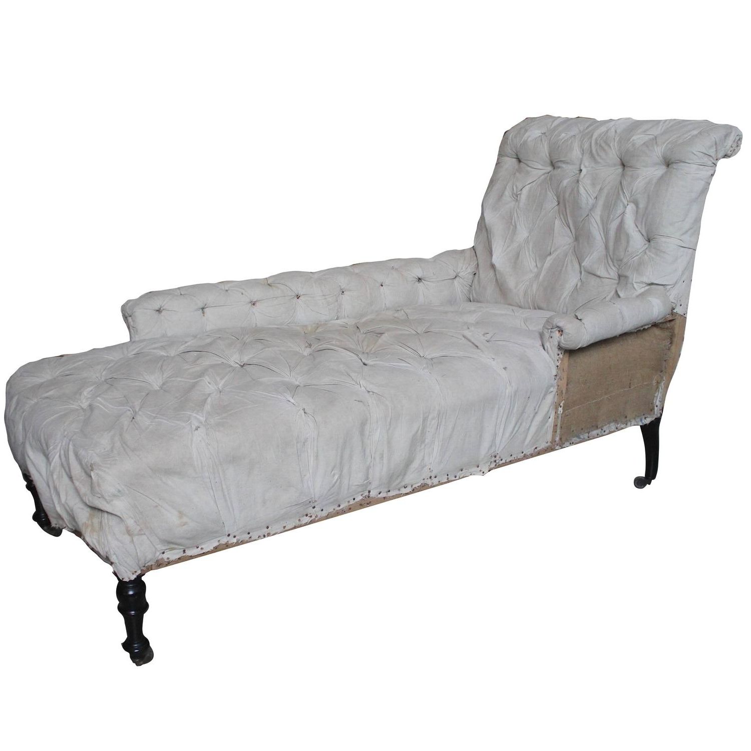 Trendy Tufted Chaise Lounges With Regard To French 19th Century Napoleon Iii Tufted Chaise Longue With One (View 6 of 15)
