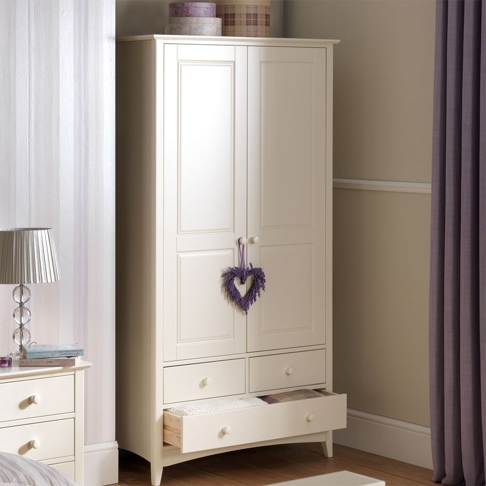 Trendy White Double Wardrobes For Combination Wardrobe With 3 Drawers (View 8 of 15)