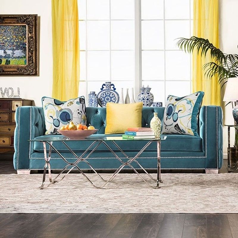 Turquoise Sofas Intended For Well Liked Salvatore Sofa (turquoise) – Sofas – Living Room Furniture (View 1 of 10)