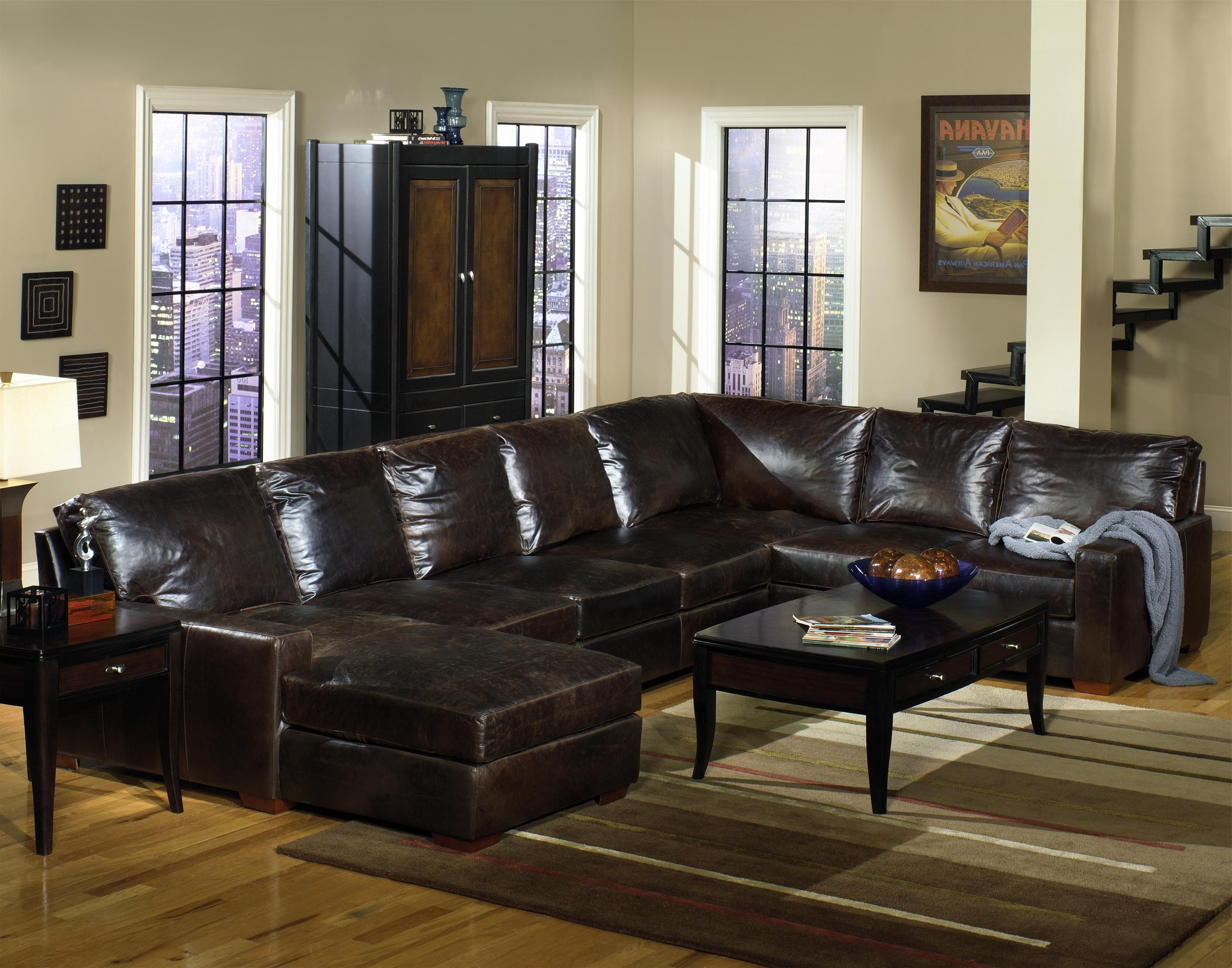 Usa Premium Leather 9935 Track Arm Sofa Chaise Sectional Intended For Popular Leather Chaise Sectionals (View 4 of 15)