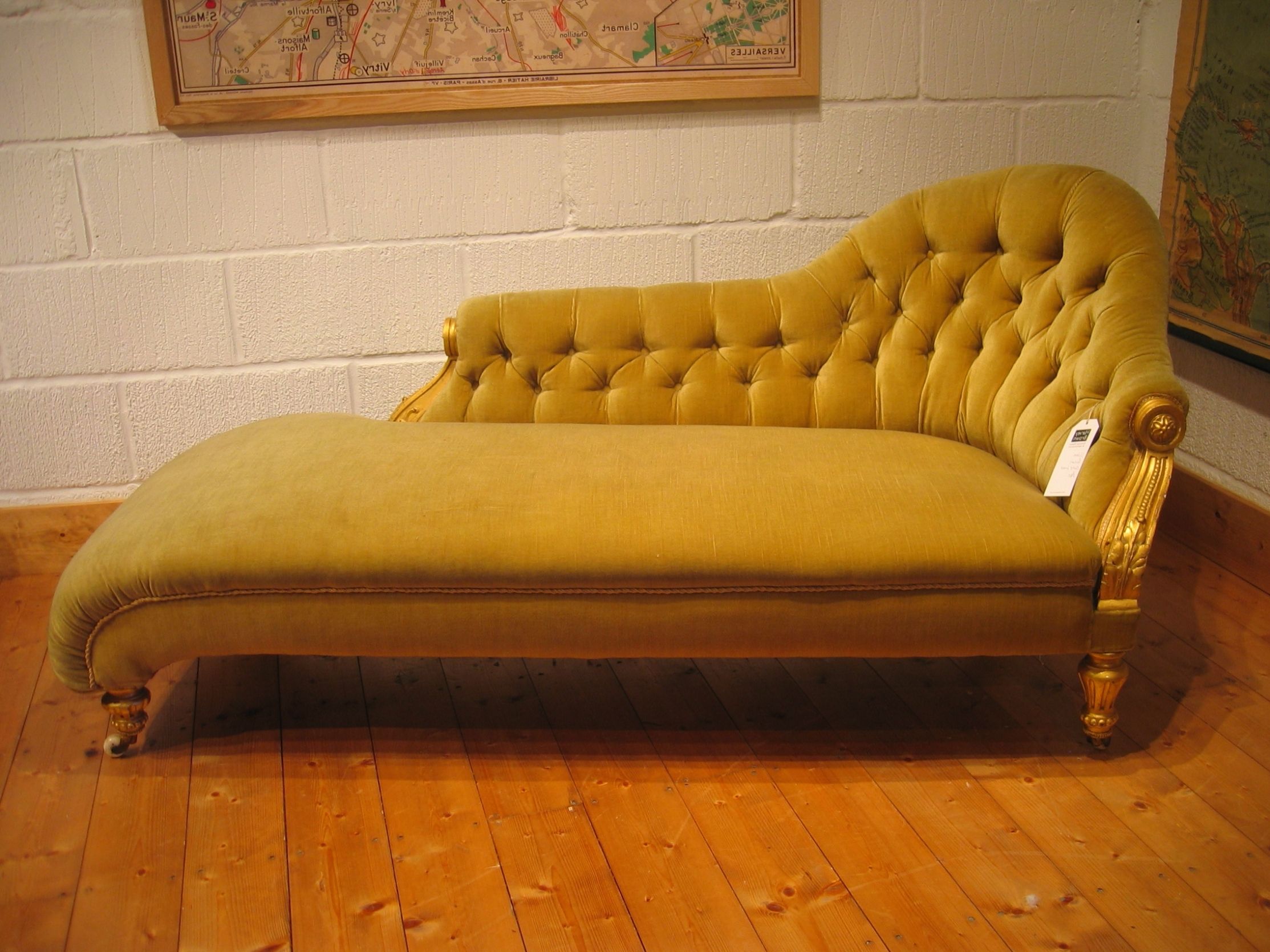 Victorian Chaise Lounge Chairs For Most Up To Date Home Decor: Yellow Color Antique Victorian Chaise Lounge Sofa Bed (View 11 of 15)