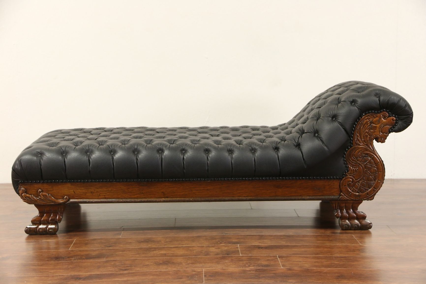 Victorian Chaise Lounges With Most Recently Released Sold – Victorian Lion Carved 1900 Antique Oak Chaise Lounge Or (View 4 of 15)