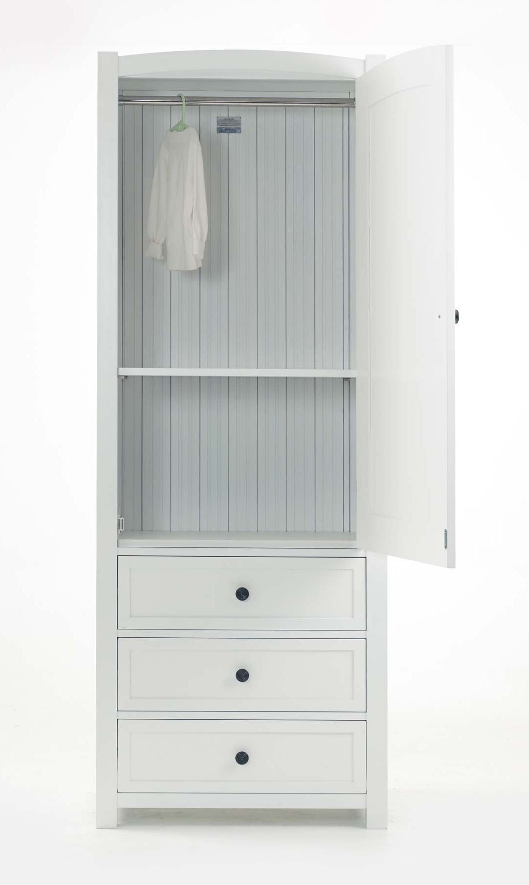 Vintage White Wooden Wardrobe With Inside Shelves And Numerous With Regard To Current White Wood Wardrobes With Drawers (View 10 of 15)