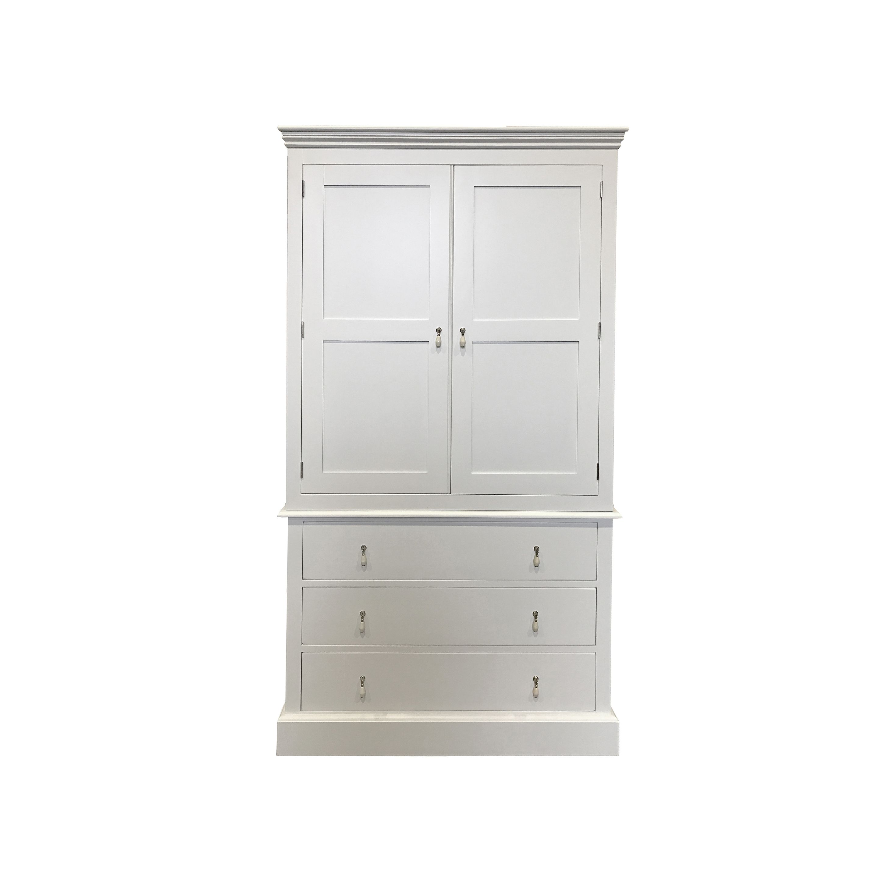 Wardrobes And Chest Of Drawers Combined In 2017 3 Drawer Double Combination Wardrobe – Wimborne White – Kensington (View 7 of 15)