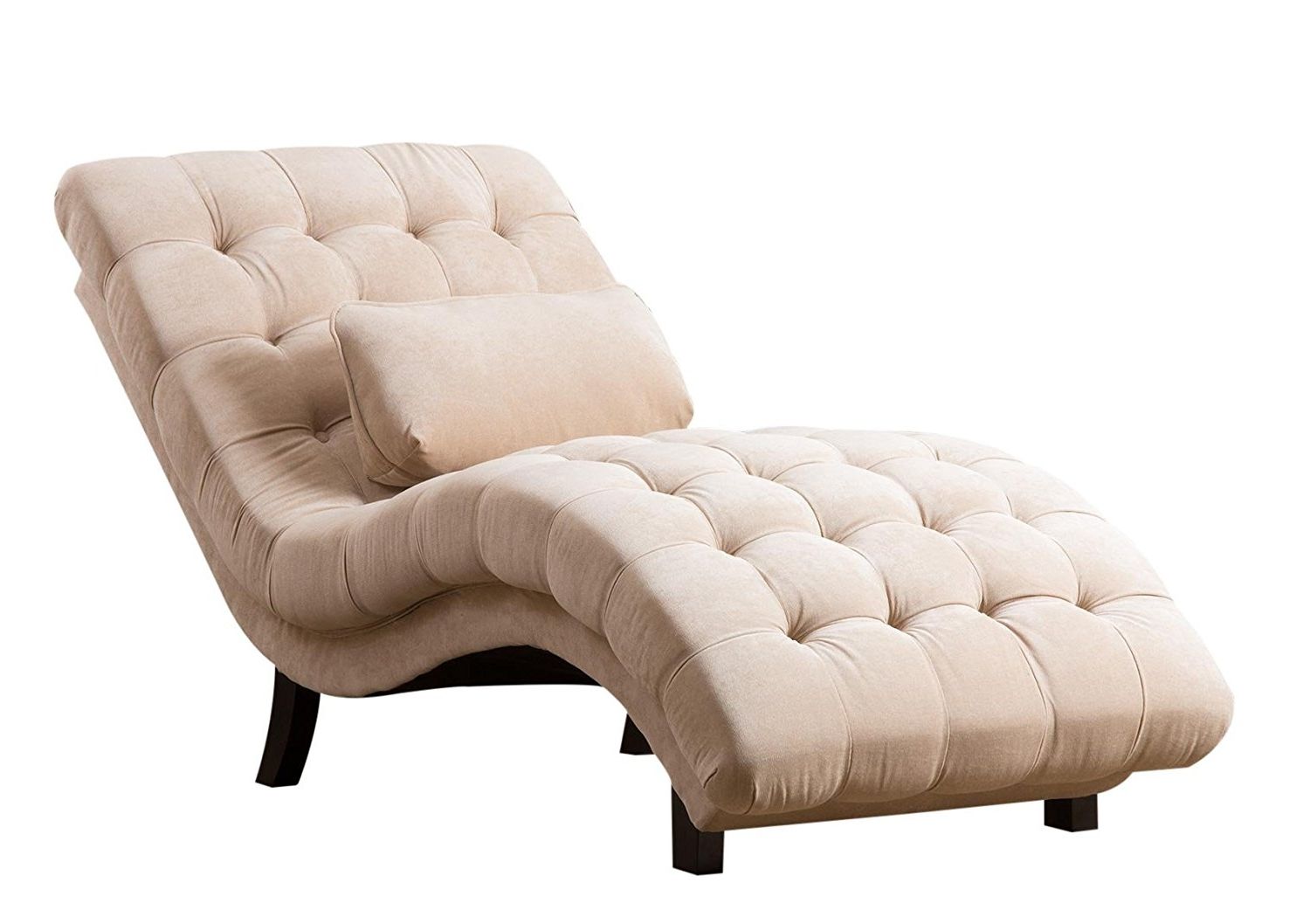 Well Known Amazon: Abbyson Carmen Cream Fabric Chaise: Home & Kitchen Intended For Tufted Chaise Lounge Chairs (Photo 3 of 15)