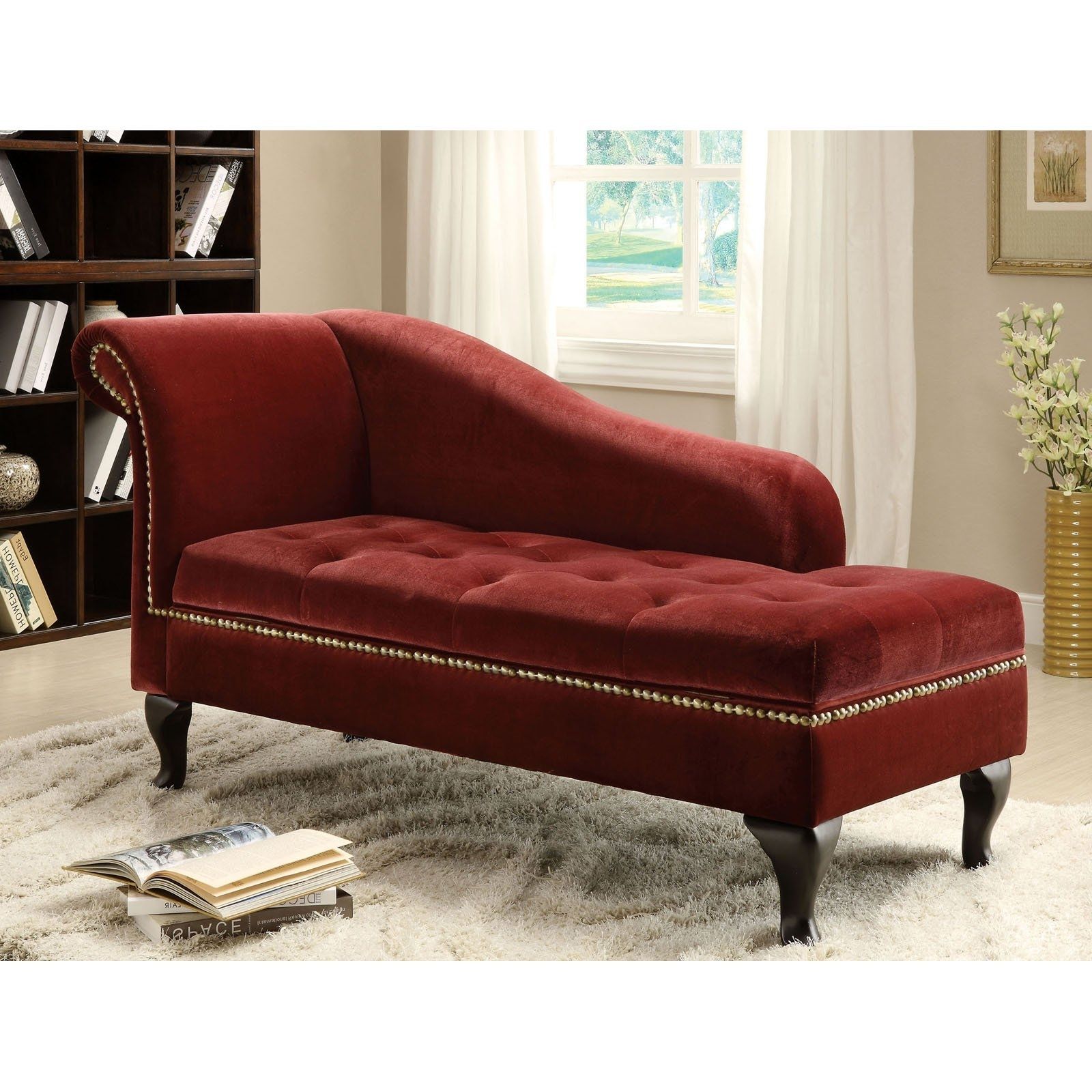 Well Known Furniture Of America Visage Fabric Storage Chaise – Colonial Red Within Fabric Chaise Lounge Chairs (View 9 of 15)