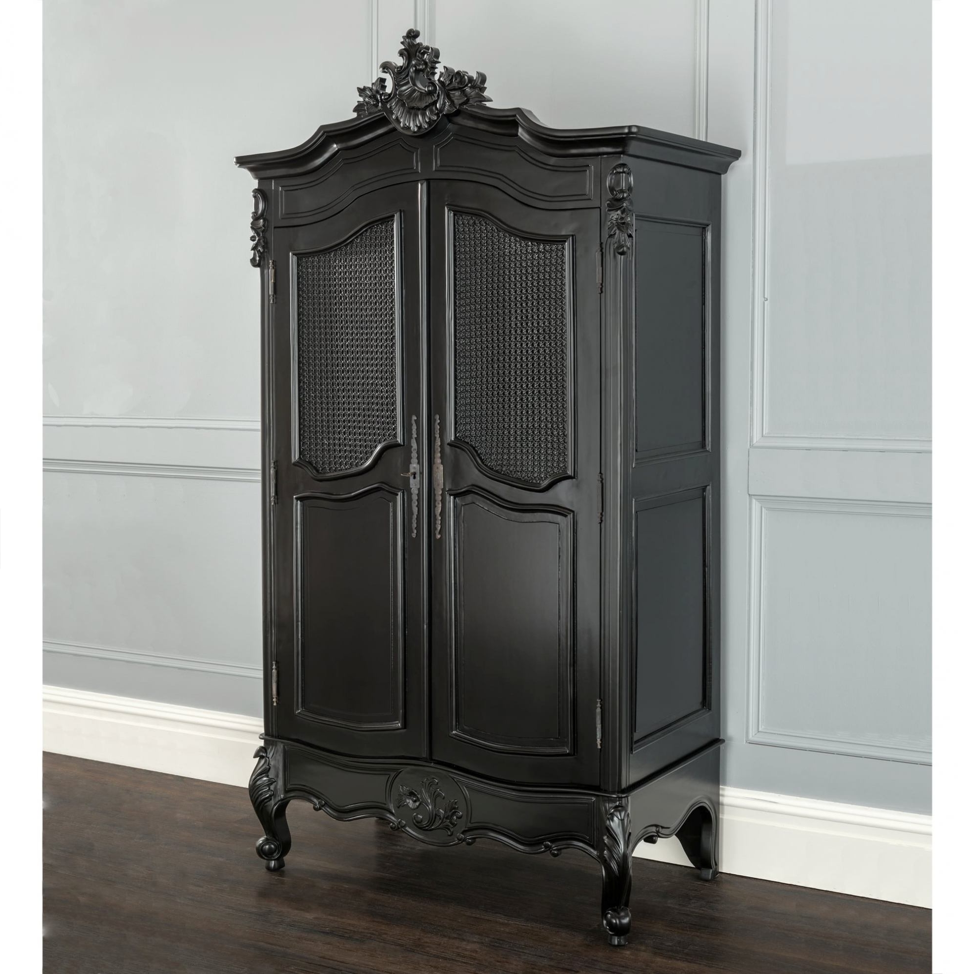 Well Known La Rochelle Antique French Style Wardrobe ( Black French Wardrobe For Black French Style Wardrobes (Photo 1 of 15)