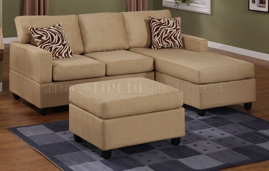 Well Known Small Sectional Sofas With Chaise And Ottoman In Hazelnut Plush Microfiber Casual Small Sectional Sofa W/ottoman (View 5 of 10)