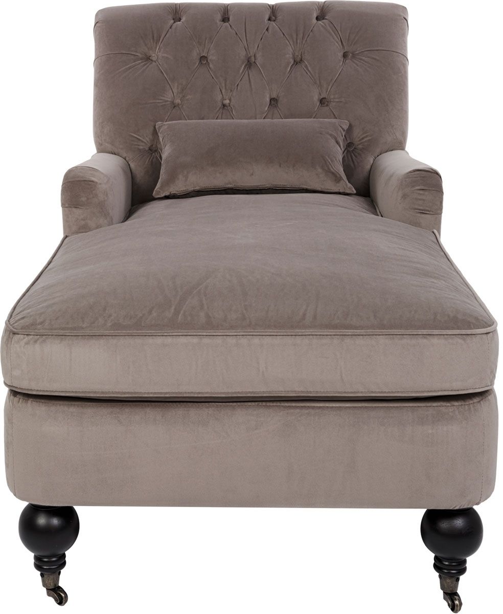 Well Known Tufted Upholstered Velvet Chaise Lounge – Safavieh Within Grey Chaises (Photo 12 of 15)