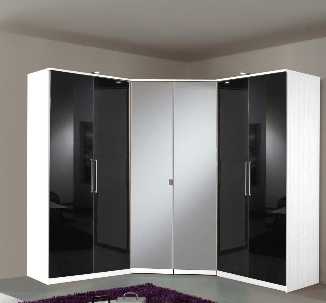 Well Liked Black And White Wardrobes Set Regarding Astonishing Berlin Door Corner Wardrobe Set High Gloss Black And (Photo 1 of 15)