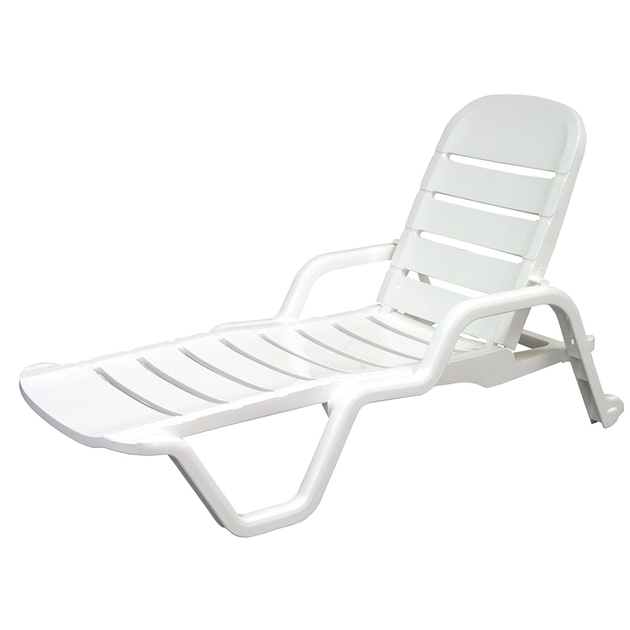 Well Liked Chaise Lounge Chairs In Canada Pertaining To Shop Adams Mfg Corp White Resin Stackable Patio Chaise Lounge (Photo 15 of 15)