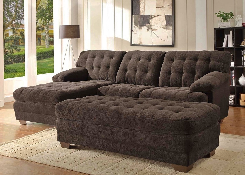 Well Liked Chocolate Microfiber Sectional Sofa With Sectional Sofas With Ottoman (View 1 of 16)