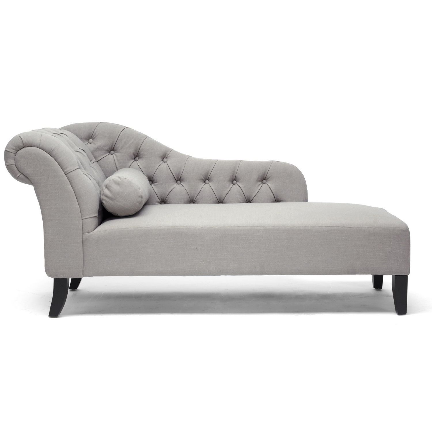 Well Liked Grey Chaises With Regard To Amazon: Baxton Studio Aphrodite Tufted Putty Linen Modern (Photo 10 of 15)