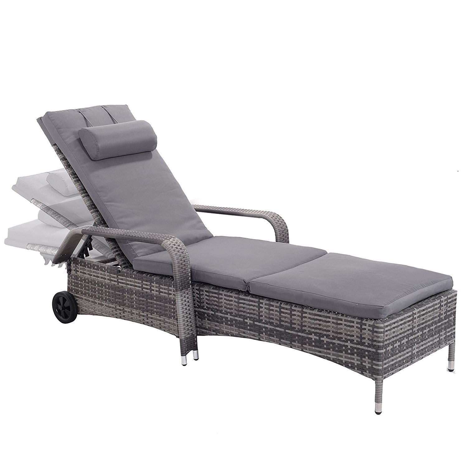 Well Liked Grey Wicker Chaise Lounge Chairs Pertaining To Amazon: Tangkula Wicker Chaise Lounge Chair Outdoor Patio (View 7 of 15)