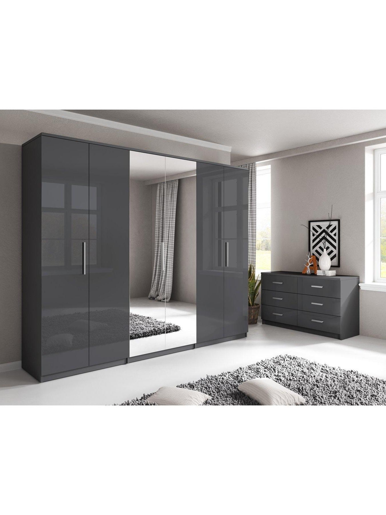 White Gloss Mirrored Wardrobes With Regard To Favorite Prague Gloss 6 Door Mirrored Wardrobe (View 10 of 15)