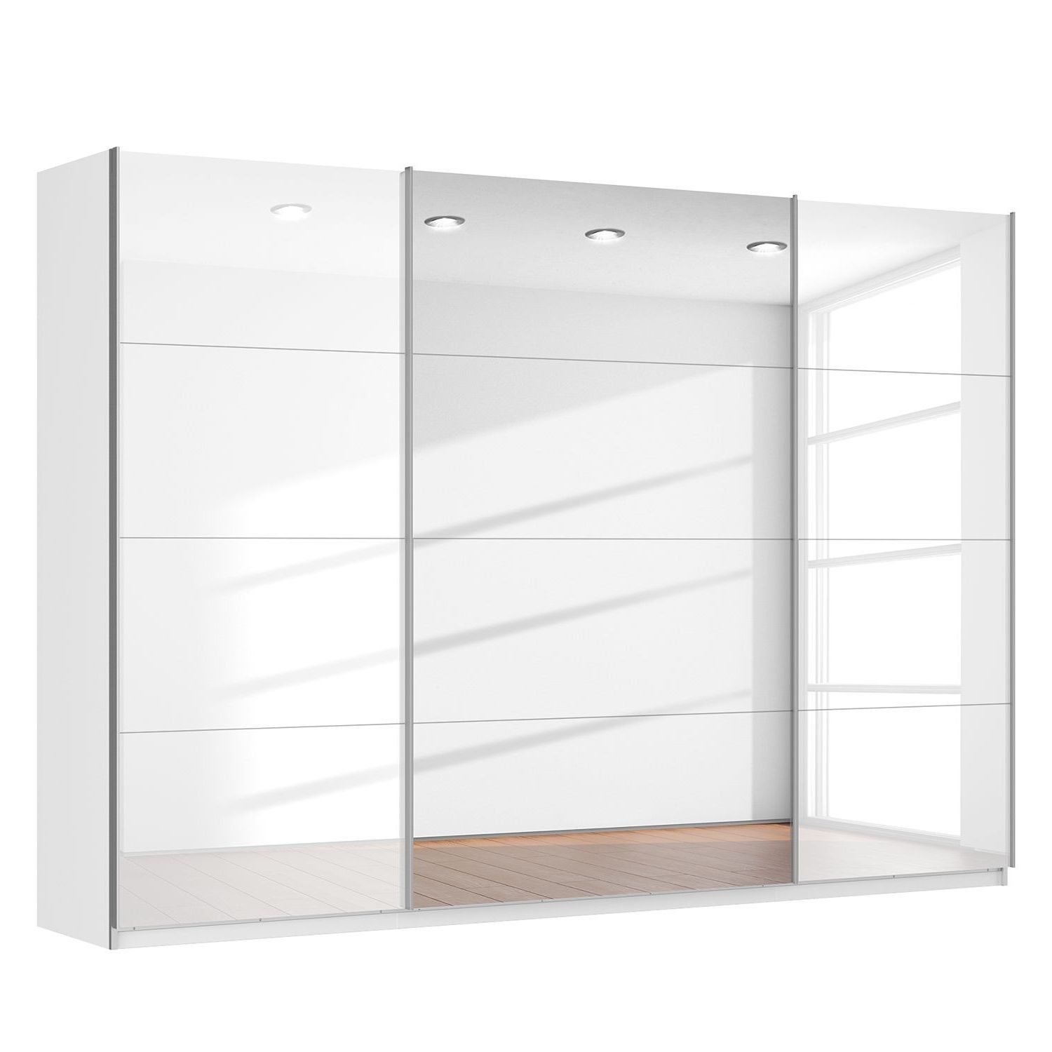 White Gloss Sliding Wardrobes Pertaining To Most Popular Rita Sliding Door Wardrobe High Gloss White With Centre Mirror (View 2 of 15)