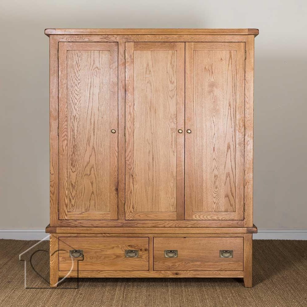 Widely Used Cheap Solid Wood Wardrobes With Heritage Rustic Oak Triple Wardrobe – £ (View 10 of 15)