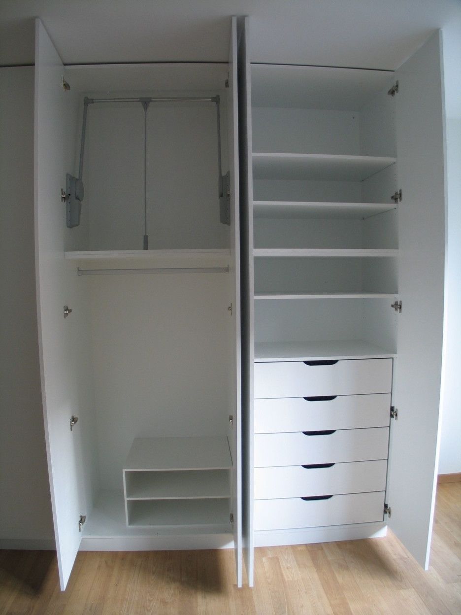 Widely Used High Double White Wooden Wardrobe With Shelves Also Five Drawers Regarding White Wood Wardrobes With Drawers (View 14 of 15)