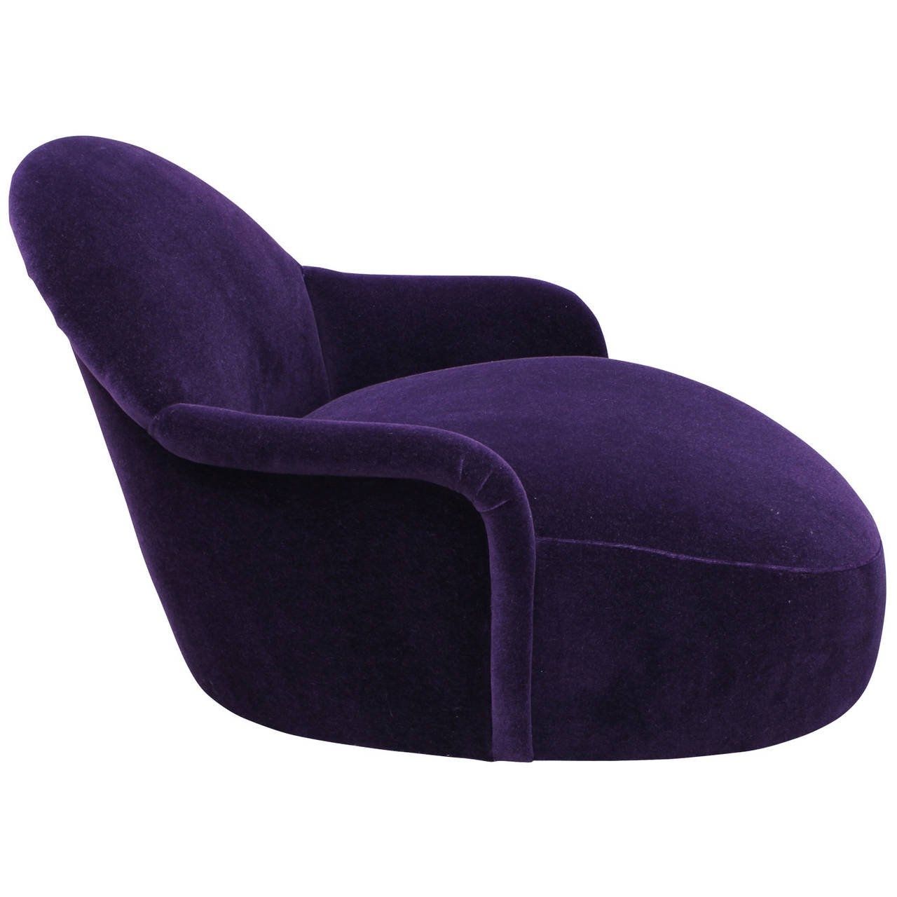 Widely Used Incredible Milo Baughman Swivel Chaise In Purple Mohair Velvet At Throughout Purple Chaise Lounges (View 9 of 15)
