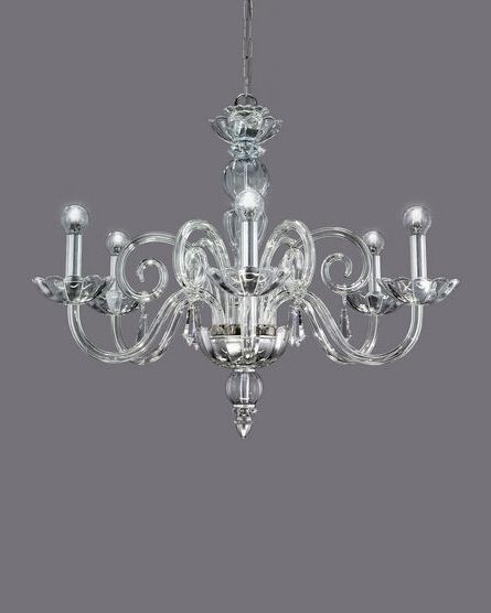 122/ch 6 Silver Leaf Crystal Chandelier With Swarovski Spectra Pertaining To Most Up To Date Silver Chandeliers (View 3 of 10)