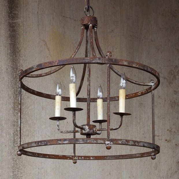Antique Farmhouse Inside Large Iron Chandelier (View 1 of 10)