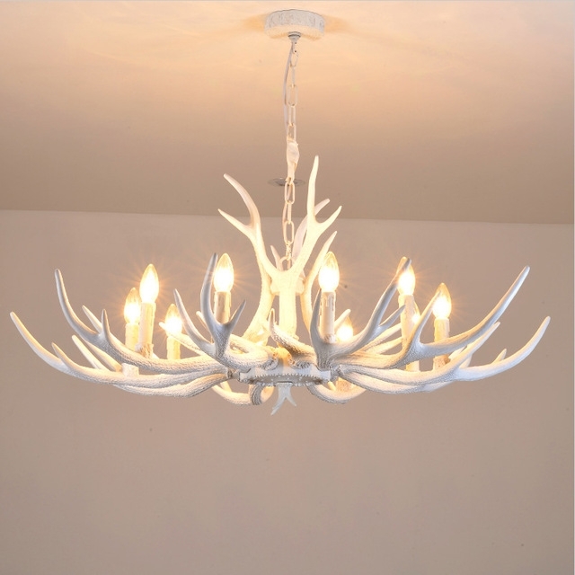 Antler Chandelier In Latest Modern White Antler Chandelier Novelty Lustre Light For Dining Room (View 4 of 10)