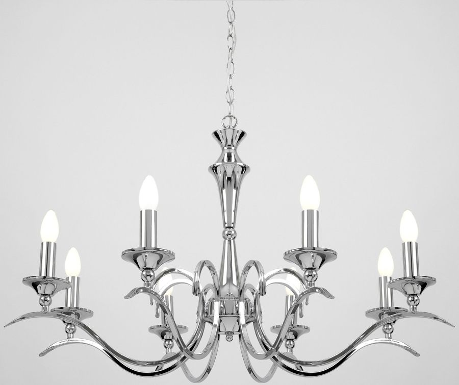 Best And Newest Chandelier Chrome Intended For Kora Traditional Chrome Finish 8 Light Chandelier Kora 8ch (View 1 of 10)