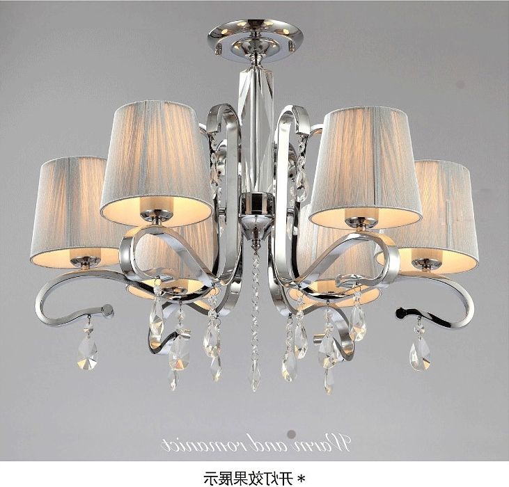 Best And Newest Chandelier With Shades And Crystals Within Multiple Chandelier Fabric Shade Glass Crystalwhite Crystal (View 1 of 10)