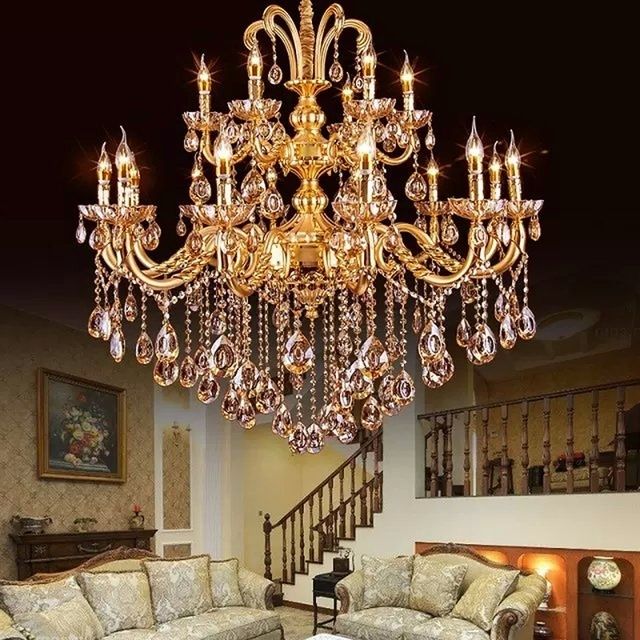 Best And Newest Gold Crystal Chandelier Modern Gold Chandelier Lights Indoor Regarding Crystal Gold Chandelier (View 1 of 10)