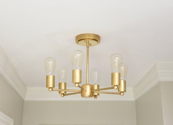 Best And Newest Modern Chandelier Gold 6 Arm Pinwheel Bulb Brass Sputnik Mid Century Regarding Gold Modern Chandelier (View 6 of 10)